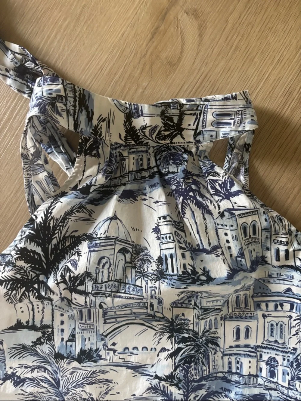 Calypso St. Barth Blue & White Tropical Print Halter Sundress size XS